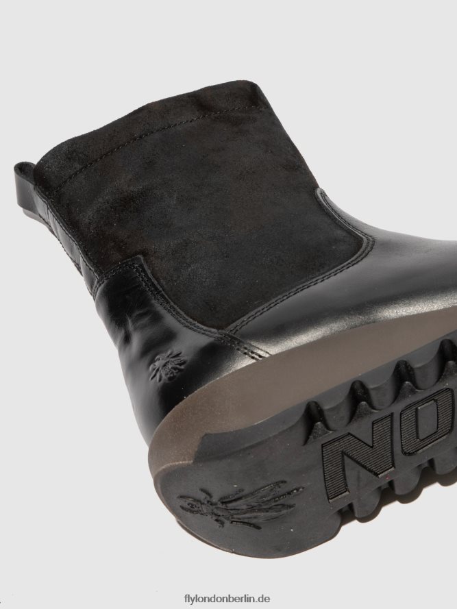 Frauen Fly London Teppich/Ölsuede schwarz Stiefel mit Reißverschluss sauk794 DP8RD8319