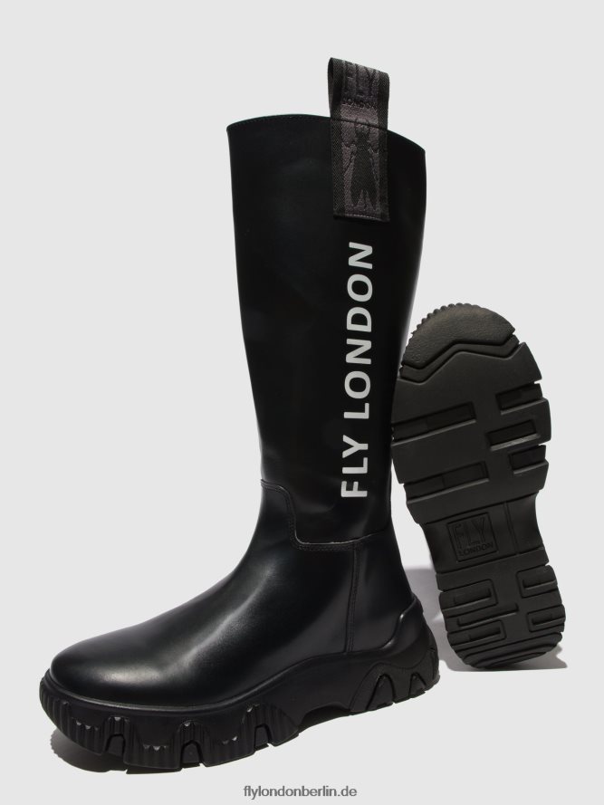 Frauen Fly London Tunderschwarz Stiefel mit Reißverschluss febe886 DP8RD8312