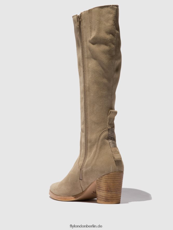 Frauen Fly London Wildledercreme Stiefel mit Reißverschluss ames826 DP8RD8326