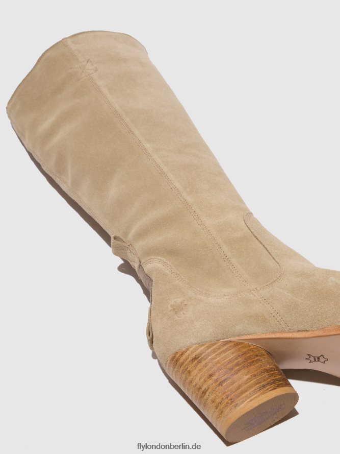 Frauen Fly London Wildledercreme Stiefel mit Reißverschluss ames826 DP8RD8326