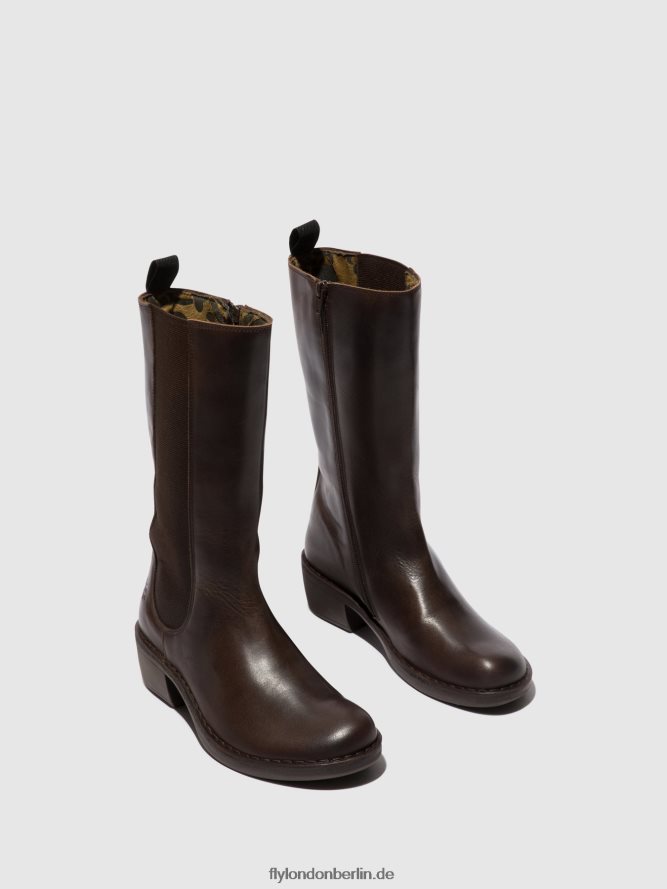 Frauen Fly London dk. braun Stiefel mit Reißverschluss mada081 DP8RD8303