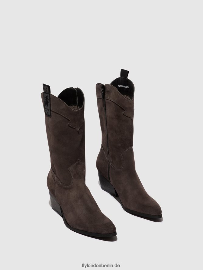 Frauen Fly London grau Stiefel mit Reißverschluss teke906 DP8RD8294