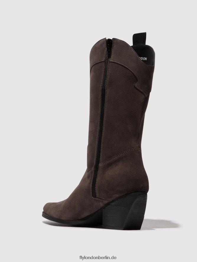 Frauen Fly London grau Stiefel mit Reißverschluss teke906 DP8RD8294