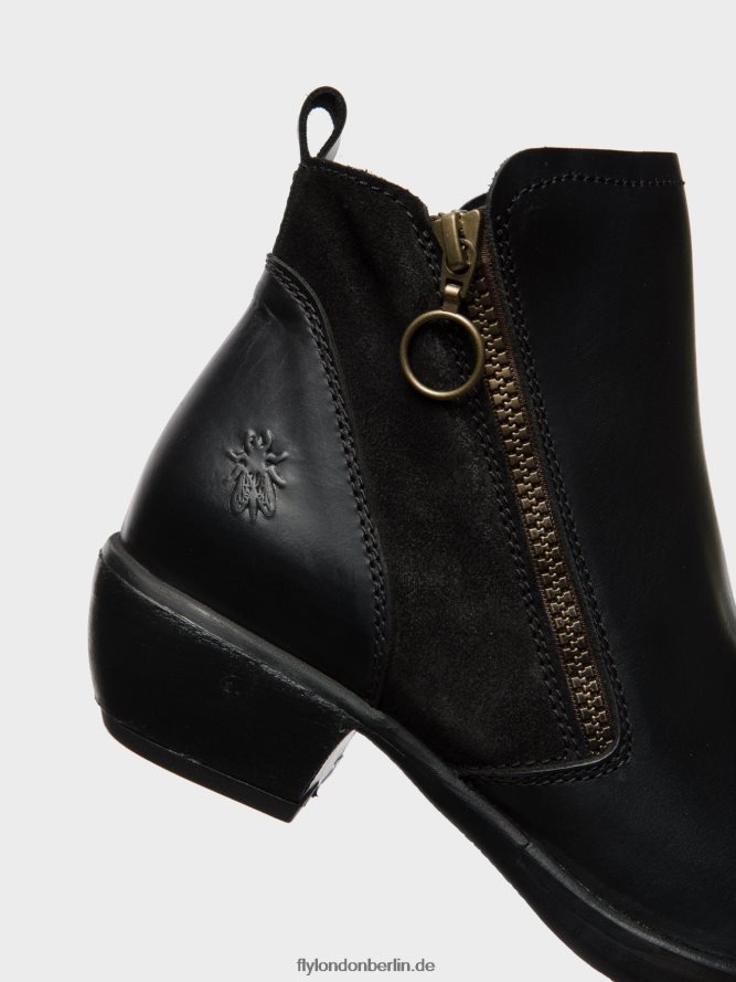 Frauen Fly London Meli schwarz Stiefeletten mit Reißverschluss DP8RD815