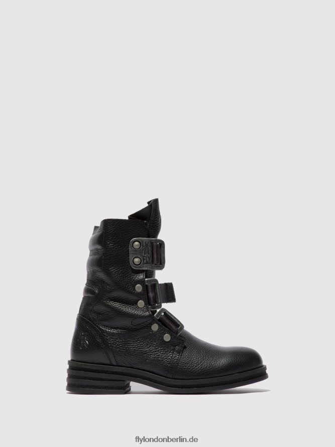 Frauen Fly London Rio schwarz Stiefeletten mit Schnalle kiff682 DP8RD8238