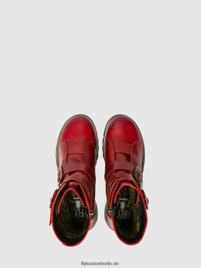 Frauen Fly London Rot Stiefeletten mit Schnalle scop110 DP8RD8265