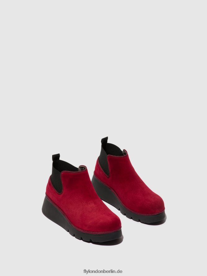 Frauen Fly London Rot elastische Stiefeletten pada403 DP8RD8111