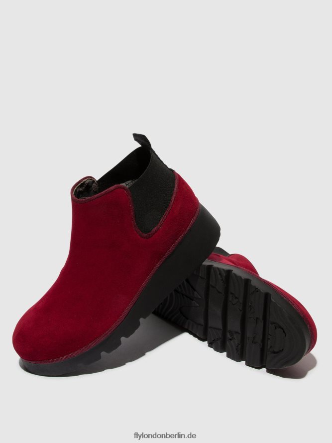 Frauen Fly London Rot elastische Stiefeletten pada403 DP8RD8111
