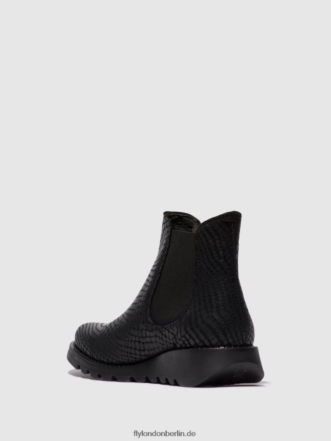 Frauen Fly London Salv Kroko schwarz Chelsea-Stiefeletten DP8RD814
