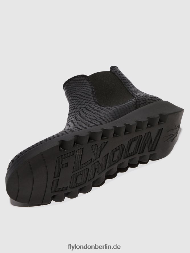 Frauen Fly London Salv Kroko schwarz Chelsea-Stiefeletten DP8RD814