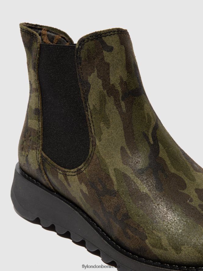Frauen Fly London Salv Tarnung Militärgrün Chelsea-Stiefeletten DP8RD8218