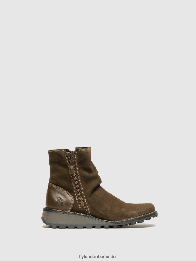Frauen Fly London Schlamm/Olive Stiefeletten mit Reißverschluss mon944 DP8RD812