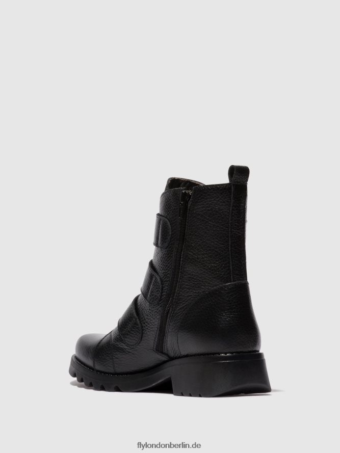 Frauen Fly London Schwarz Stiefeletten mit Klettverschluss rach790 DP8RD881