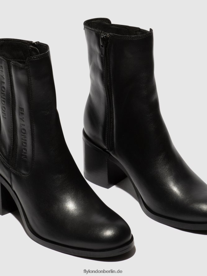 Frauen Fly London Schwarz Stiefeletten mit Reißverschluss amel913 DP8RD870
