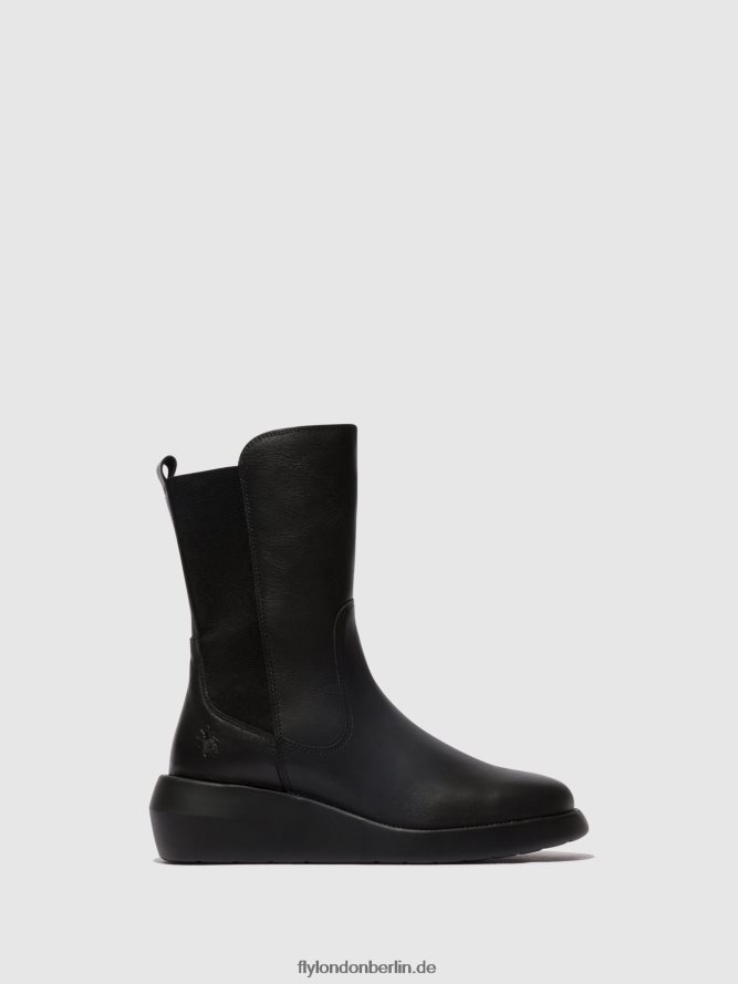 Frauen Fly London Schwarz Stiefeletten mit Reißverschluss brin516 DP8RD863