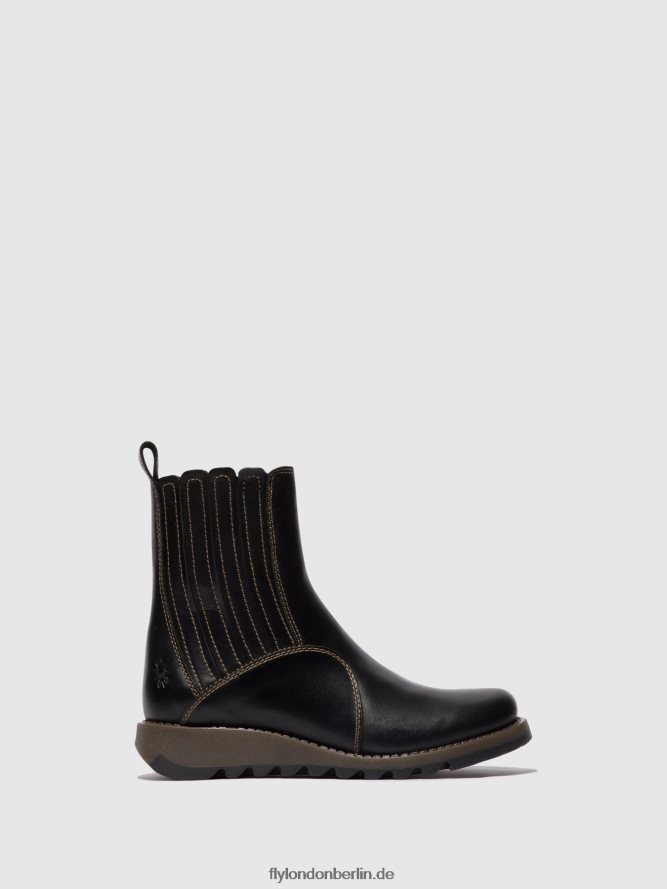 Frauen Fly London Schwarz Stiefeletten mit Reißverschluss suzy899 DP8RD838