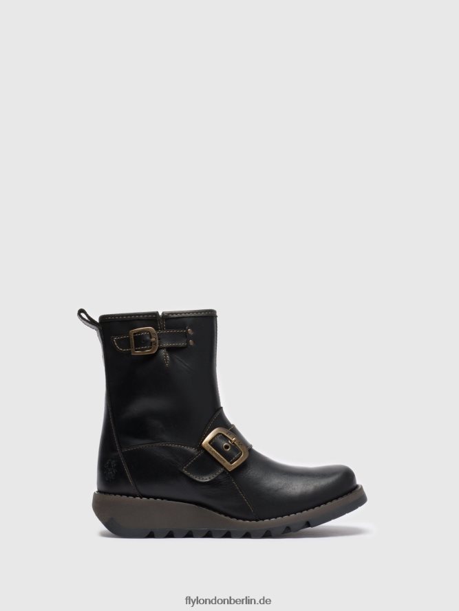 Frauen Fly London Schwarz Stiefeletten mit Schnalle sino525 DP8RD8282