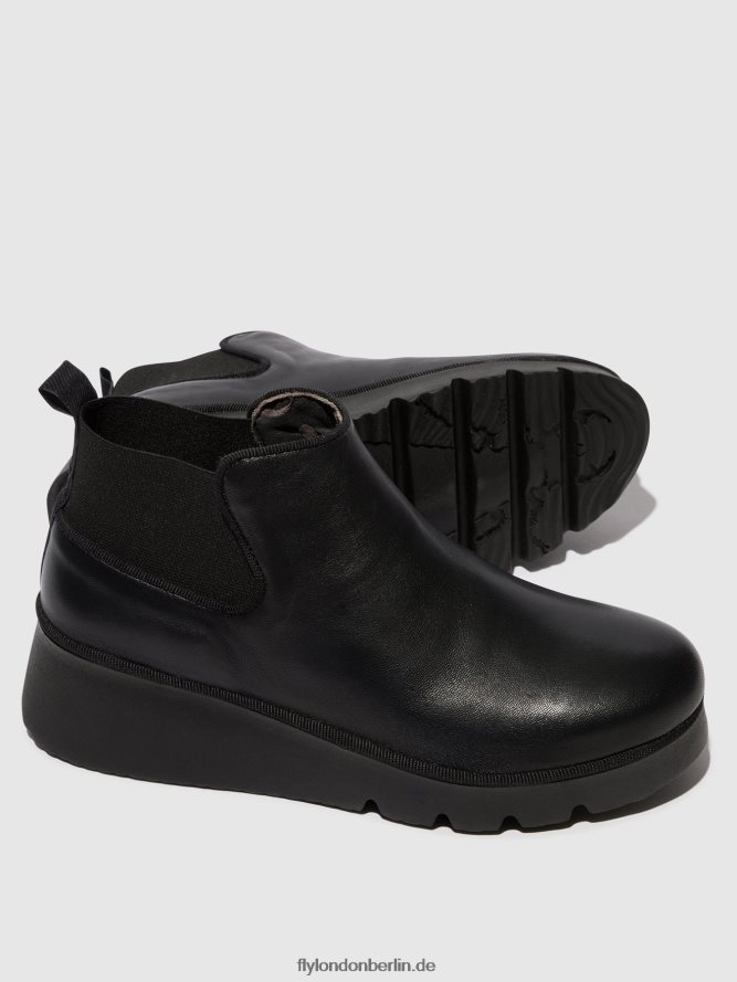 Frauen Fly London Schwarz elastische Stiefeletten pada403 DP8RD88