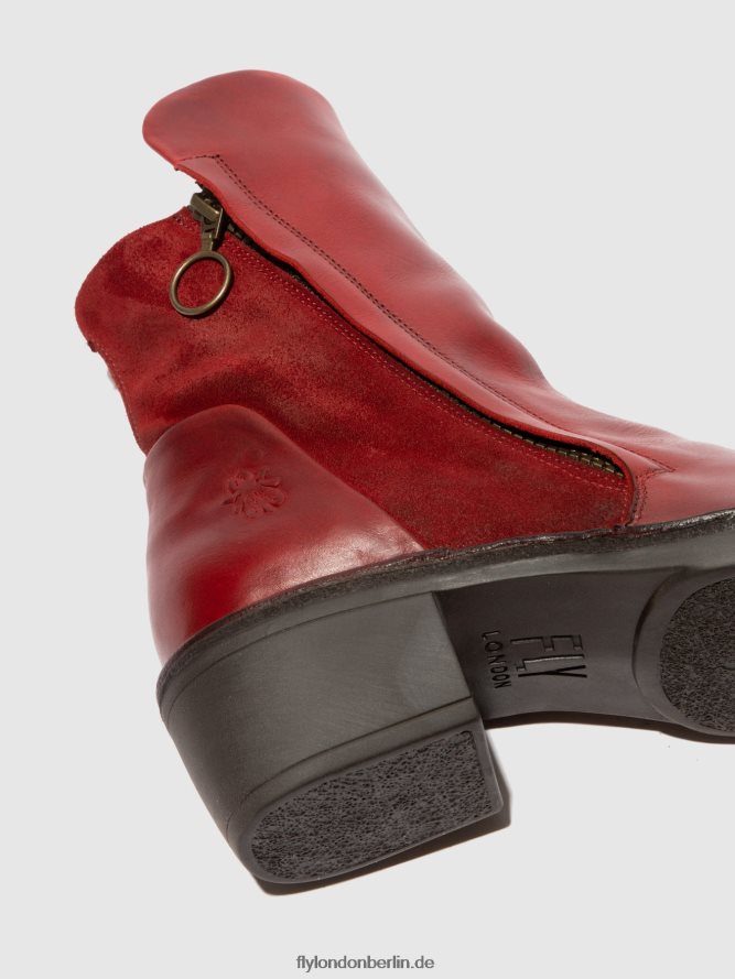 Frauen Fly London Teppich/Ölsuede rot Stiefeletten mit Reißverschluss mely074 DP8RD8179