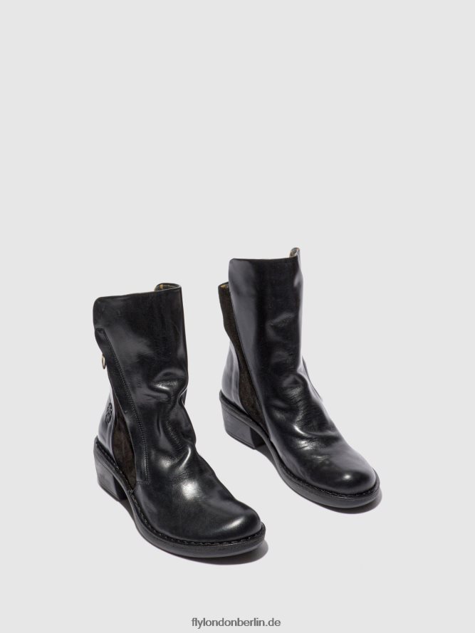 Frauen Fly London Teppich/Ölsuede schwarz Stiefeletten mit Reißverschluss mely074 DP8RD8171