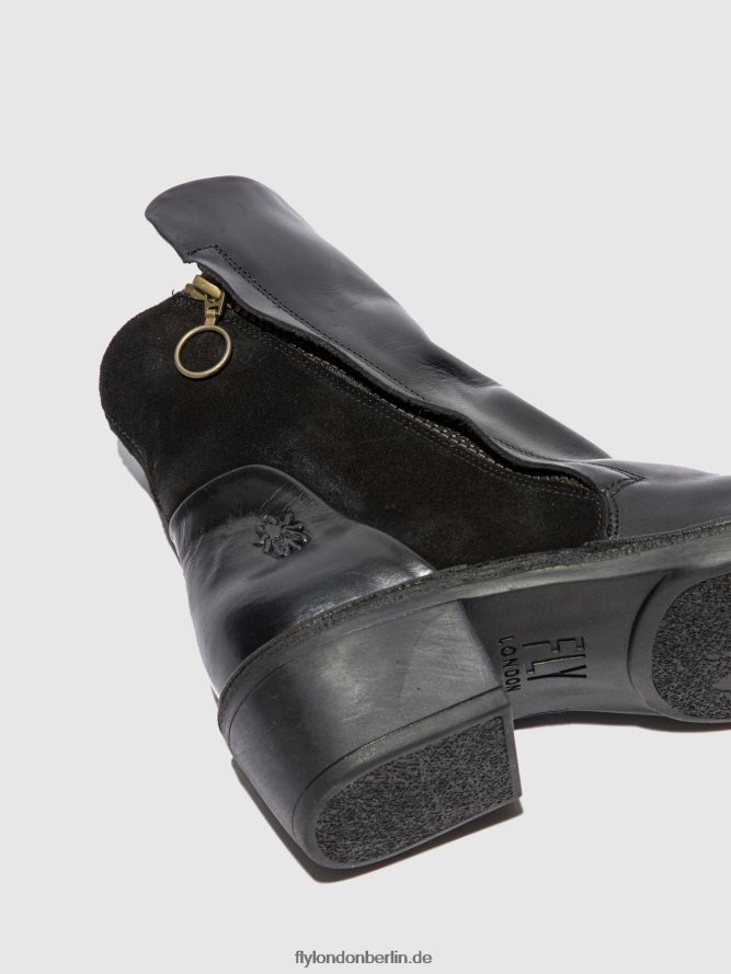 Frauen Fly London Teppich/Ölsuede schwarz Stiefeletten mit Reißverschluss mely074 DP8RD8171