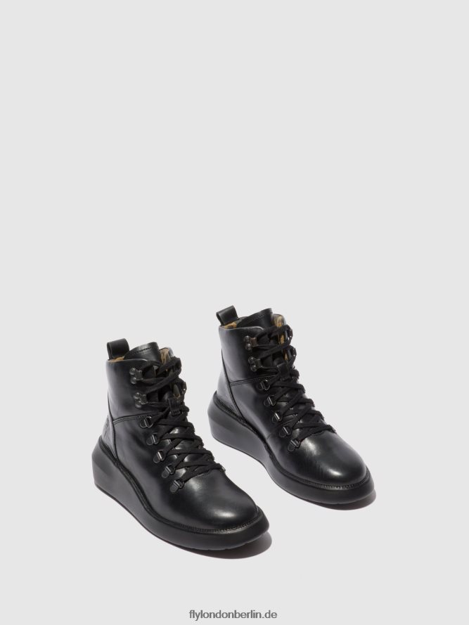 Frauen Fly London Teppich schwarz Schnürstiefeletten bika501 DP8RD8205