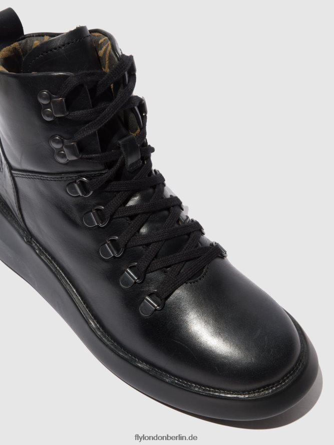 Frauen Fly London Teppich schwarz Schnürstiefeletten bika501 DP8RD8205