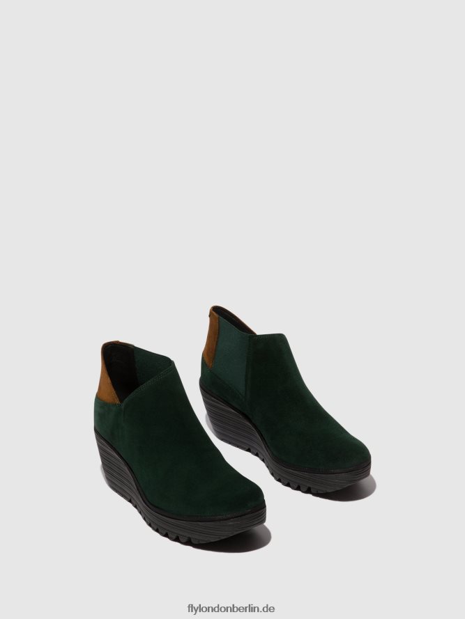 Frauen Fly London Waldgrün/Kamel Stiefeletten mit Reißverschluss yego400 DP8RD830