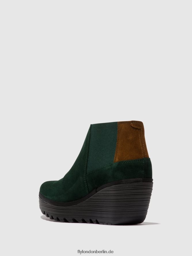 Frauen Fly London Waldgrün/Kamel Stiefeletten mit Reißverschluss yego400 DP8RD830