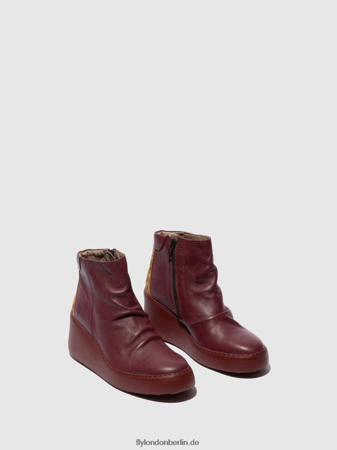 Frauen Fly London Wein/Bräune Stiefeletten mit Reißverschluss dabe461 DP8RD859