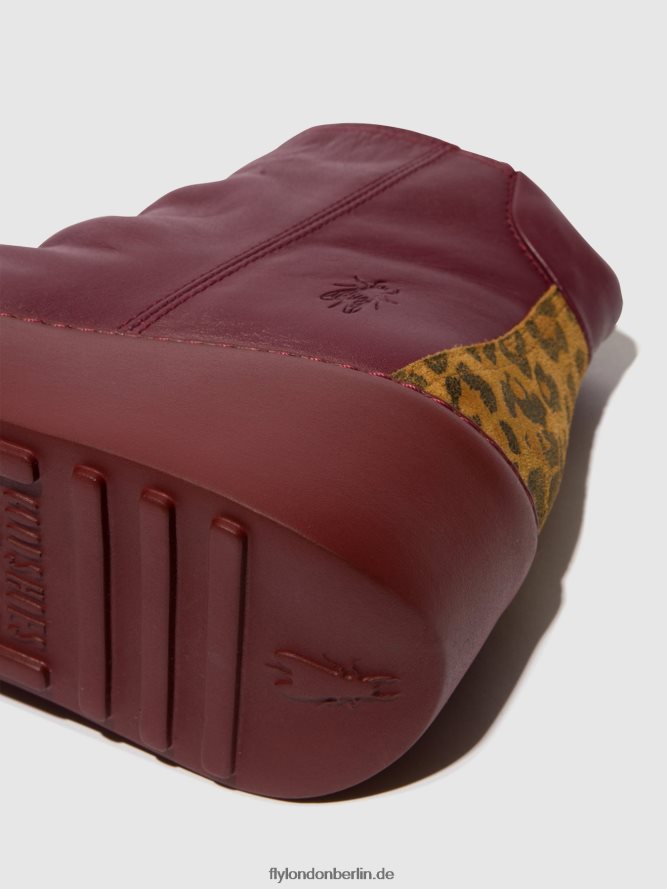 Frauen Fly London Wein/Bräune Stiefeletten mit Reißverschluss dabe461 DP8RD859