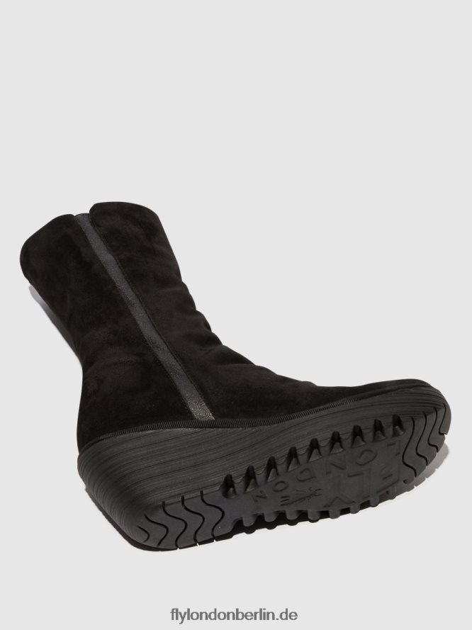 Frauen Fly London Wildleder/Mousse schwarz Stiefeletten mit Reißverschluss yemy408 Öl DP8RD83