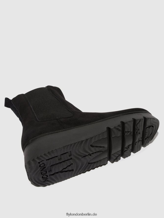 Frauen Fly London Wildleder schwarz Chelsea-Stiefeletten paty405 DP8RD86