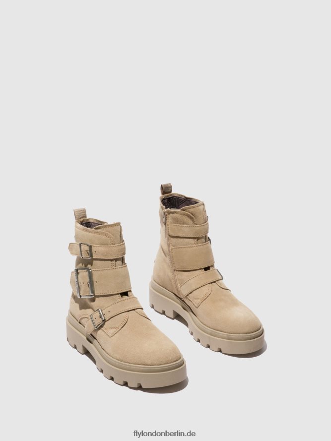 Frauen Fly London Wildledercreme Stiefeletten mit Schnalle jeda817 DP8RD8242