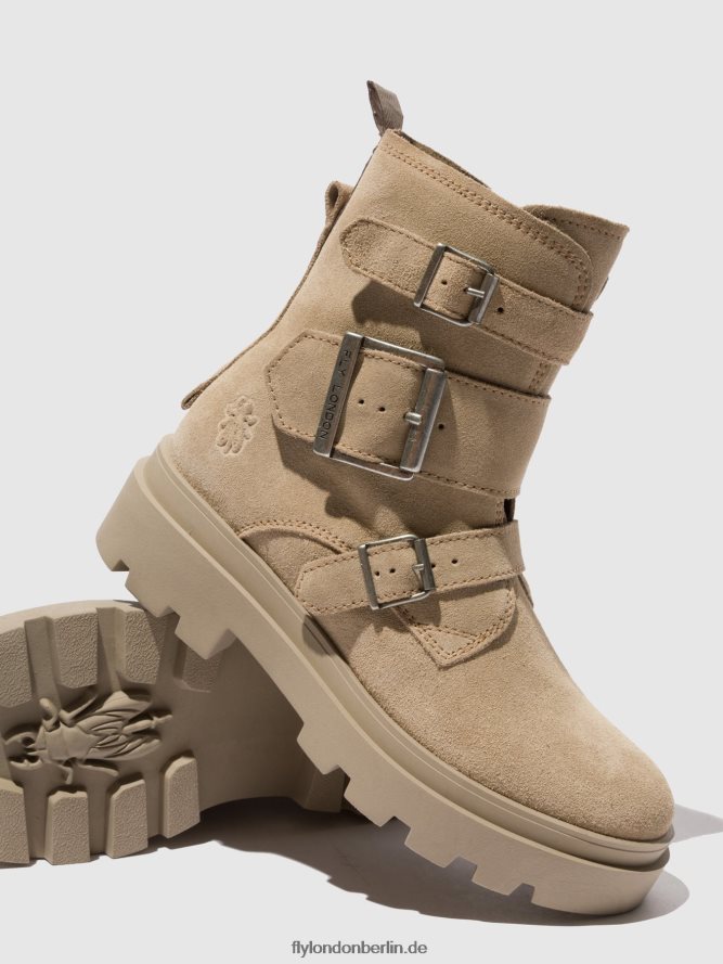 Frauen Fly London Wildledercreme Stiefeletten mit Schnalle jeda817 DP8RD8242