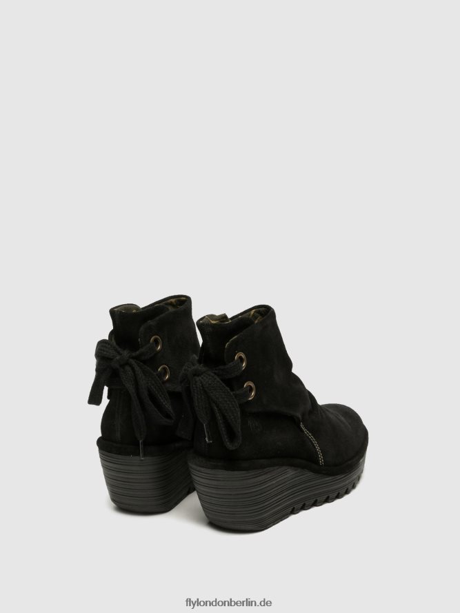 Frauen Fly London Yama Wildleder schwarz Keilstiefeletten DP8RD817