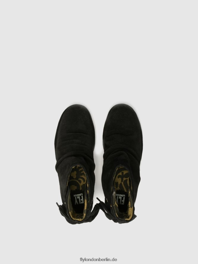 Frauen Fly London Yama Wildleder schwarz Keilstiefeletten DP8RD817