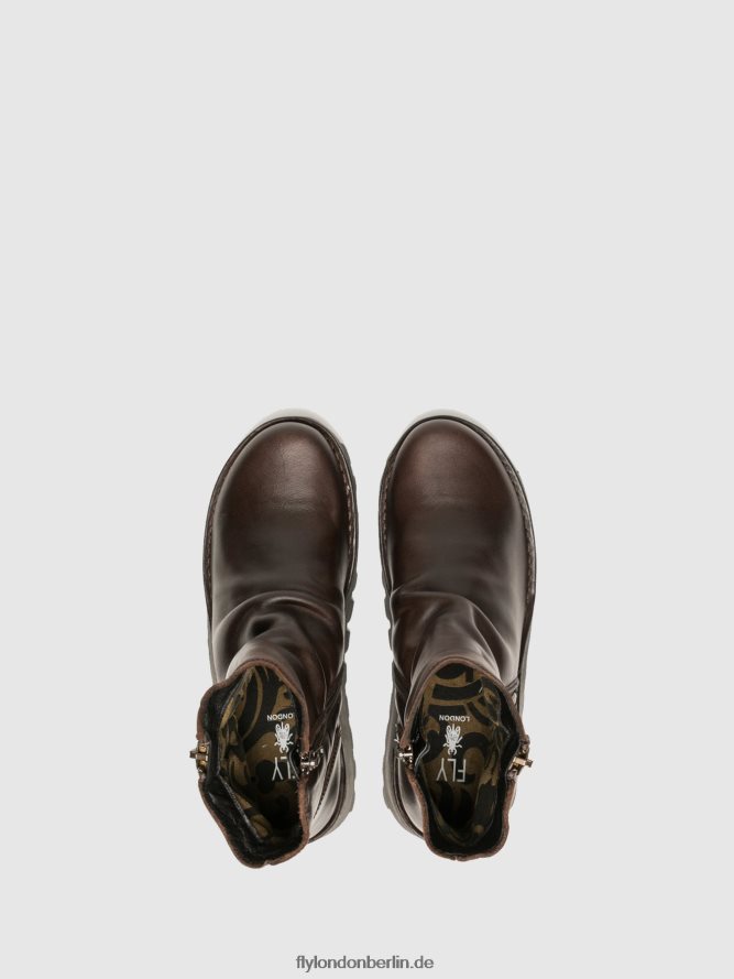 Frauen Fly London braun Stiefeletten mit Reißverschluss mon944 dk. DP8RD8270