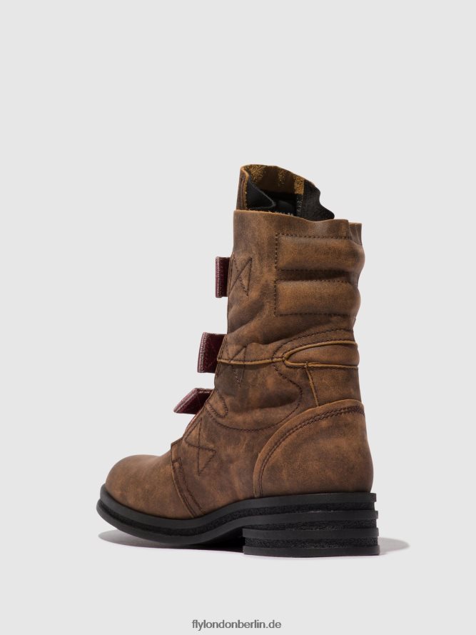 Frauen Fly London braun Stiefeletten mit Schnalle kiff682 DP8RD8157