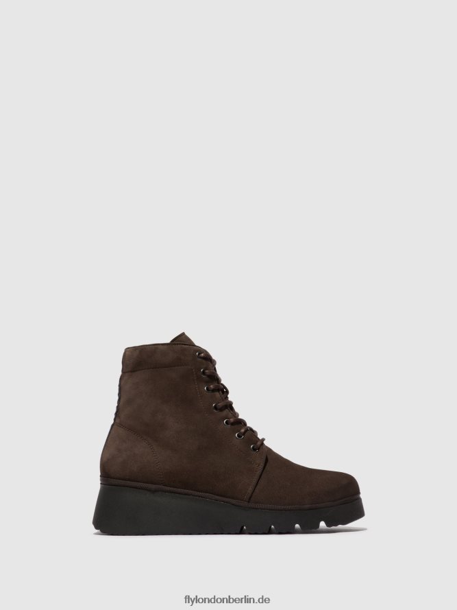 Frauen Fly London dk. Taupe Schnürstiefeletten pall404 DP8RD894