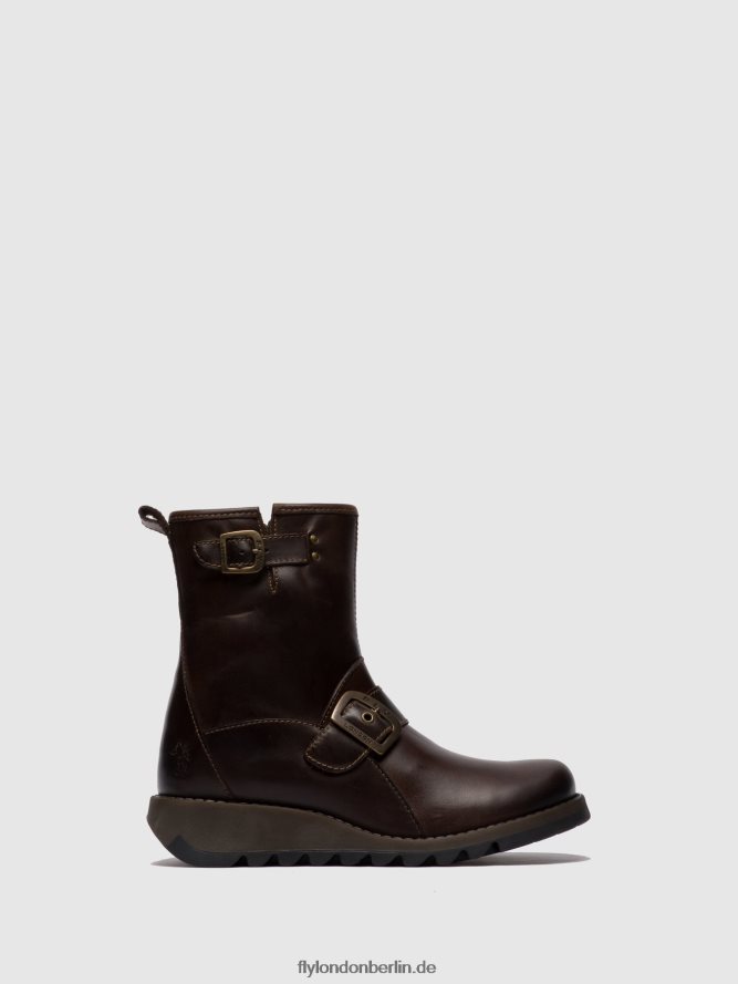 Frauen Fly London dunkelbraun Stiefeletten mit Schnalle sino525 DP8RD8266