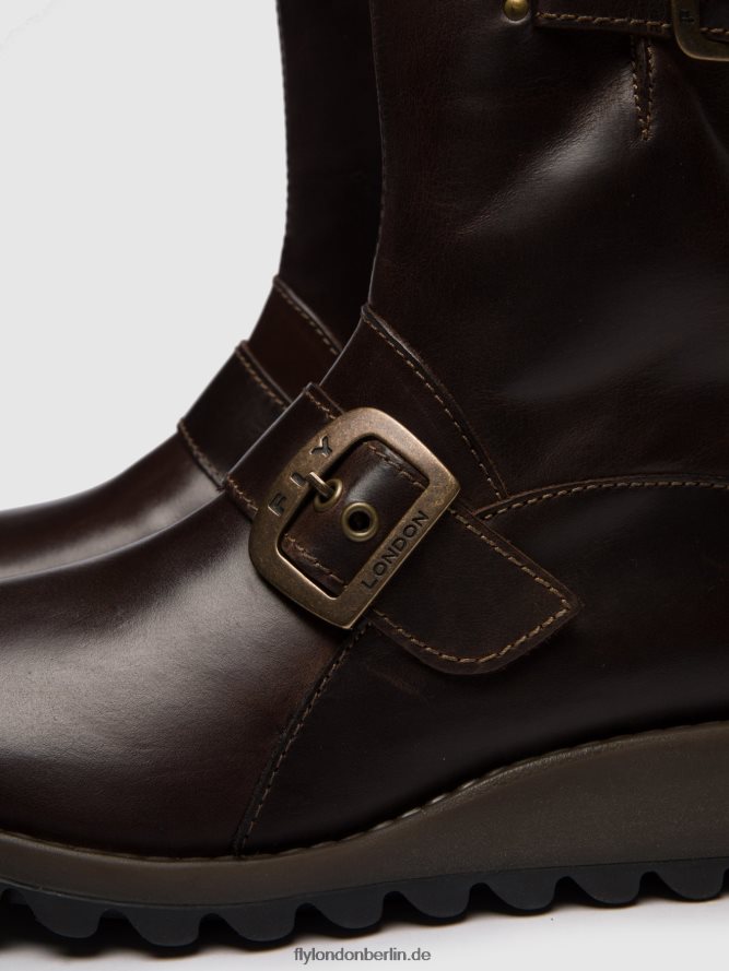 Frauen Fly London dunkelbraun Stiefeletten mit Schnalle sino525 DP8RD8266