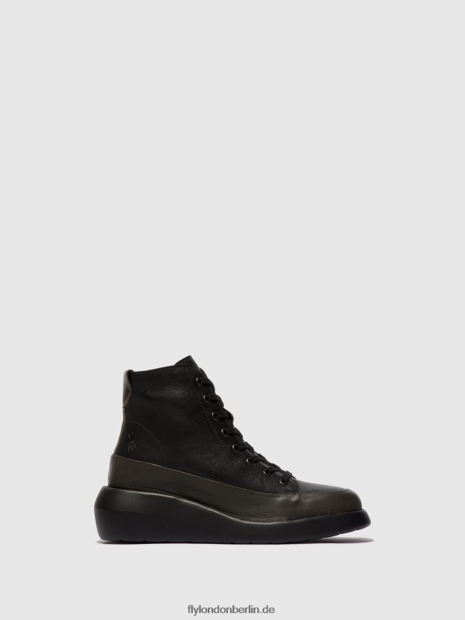Frauen Fly London dunkelgrün/schwarz Schnürstiefeletten boze515 DP8RD8107