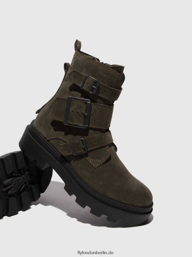 Frauen Fly London grau Stiefeletten mit Schnalle jeda817 DP8RD8156