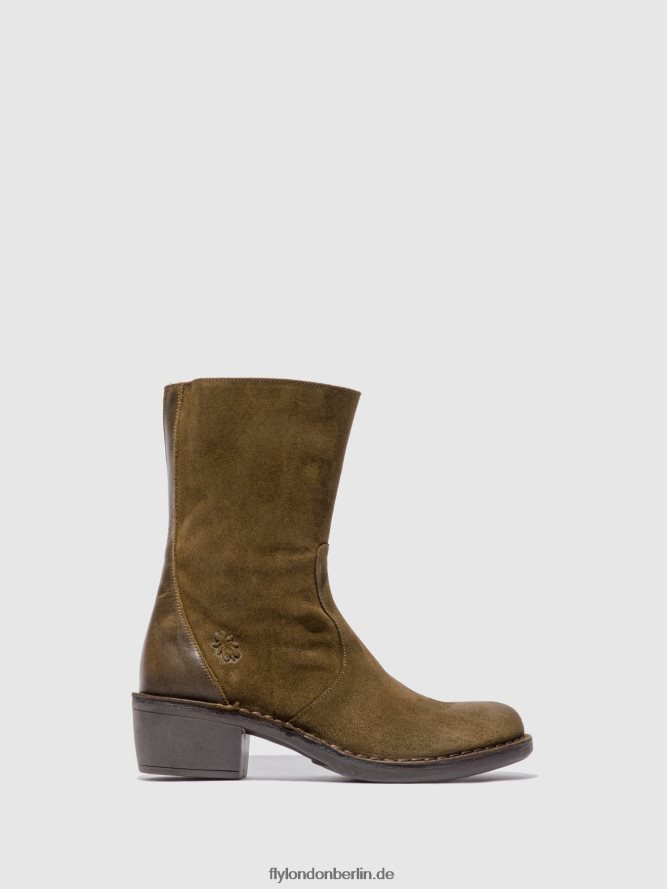 Frauen Fly London Ölsuede/Teppichschlamm/Oliv Stiefeletten mit Reißverschluss mane073 DP8RD8180