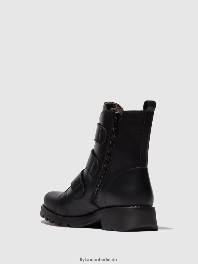 Frauen Fly London schwarz (ganz schwarz) Stiefeletten mit Klettverschluss rach790 DP8RD819