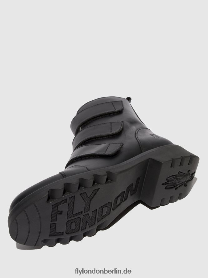 Frauen Fly London schwarz (ganz schwarz) Stiefeletten mit Klettverschluss rach790 DP8RD819