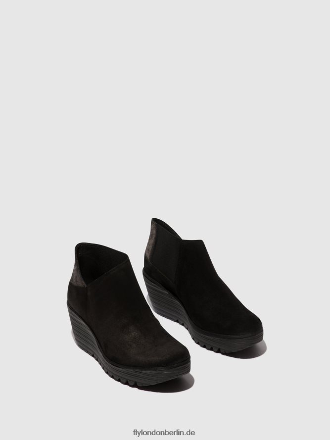 Frauen Fly London schwarz/graphit Stiefeletten mit Reißverschluss yego400 DP8RD835