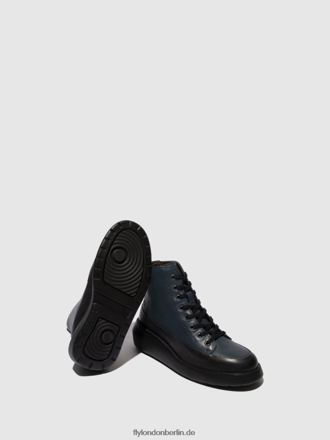 Frauen Fly London schwarz/marine Schnürstiefeletten boze515 DP8RD8106