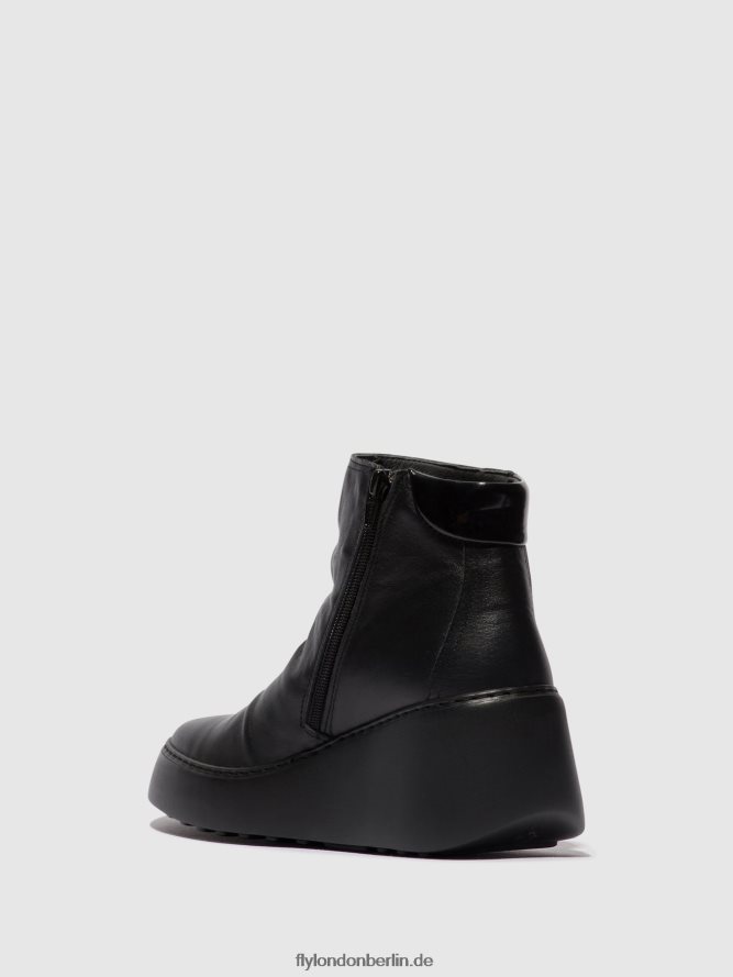 Frauen Fly London schwarz (schwarze Sohle) Stiefeletten mit Reißverschluss dabe461 DP8RD858